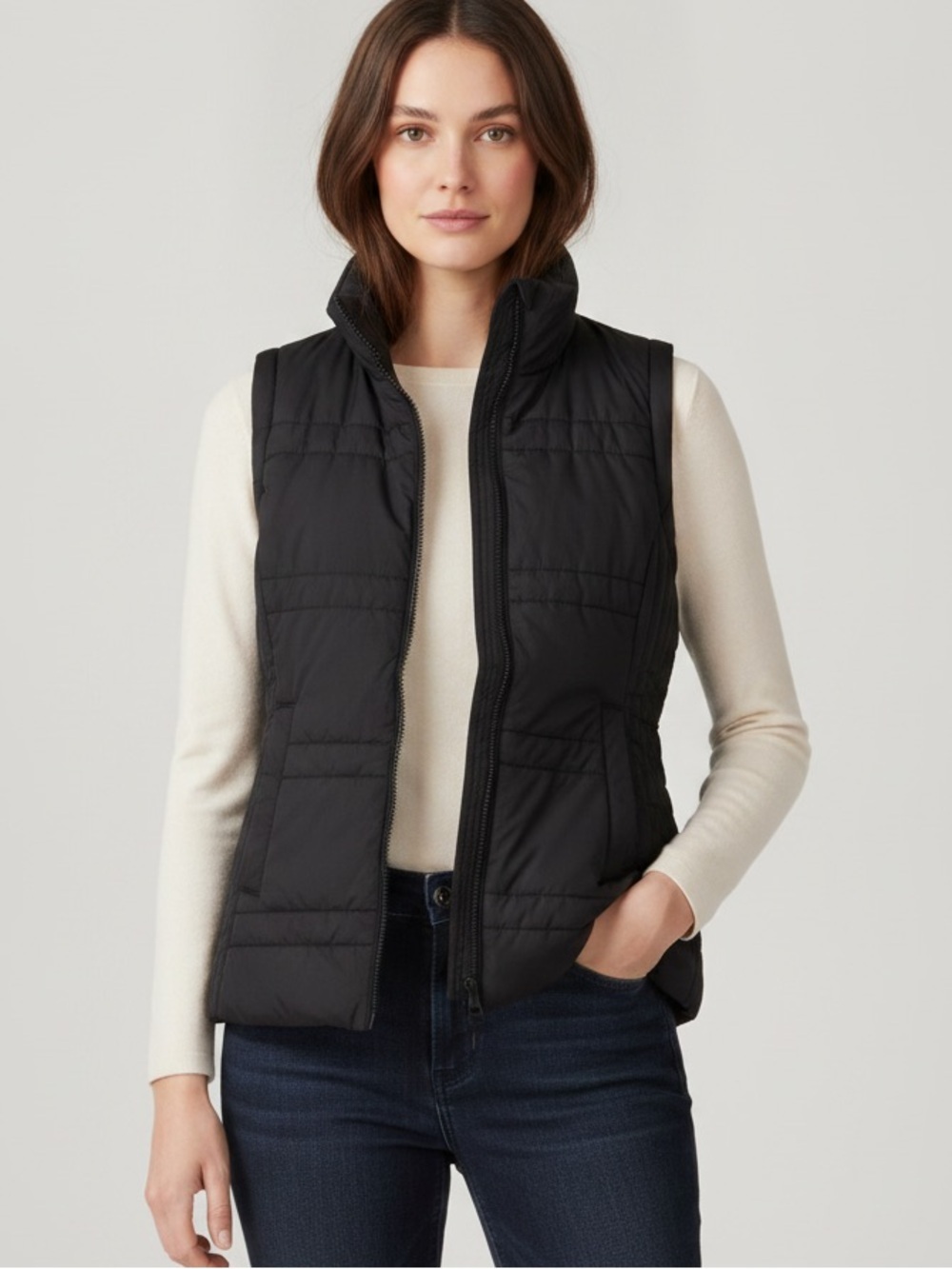 New York & Company Women's Black Quilted Puffer Vest Size M